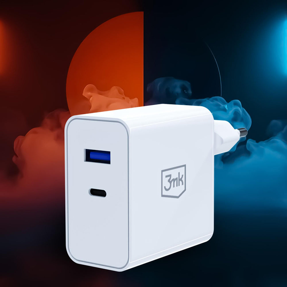 Caricatore da rete 3MK FlowPower, 45W, 1 x USB-A - 1 x USB-C, Bianco