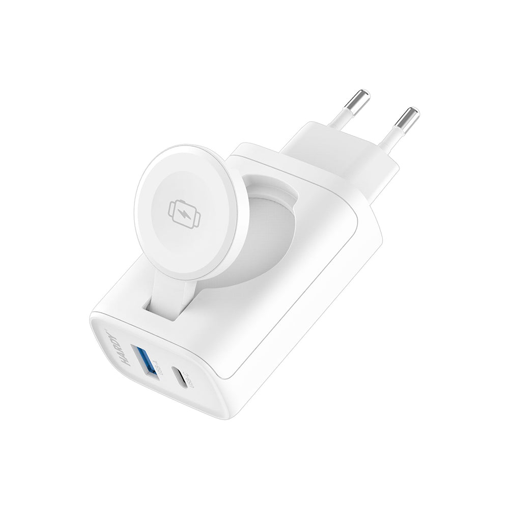 Caricabatterie Rete 3MK Hardy 2in1, 33W, 3A, 1 x USB-A - 1 x USB-C, Bianco