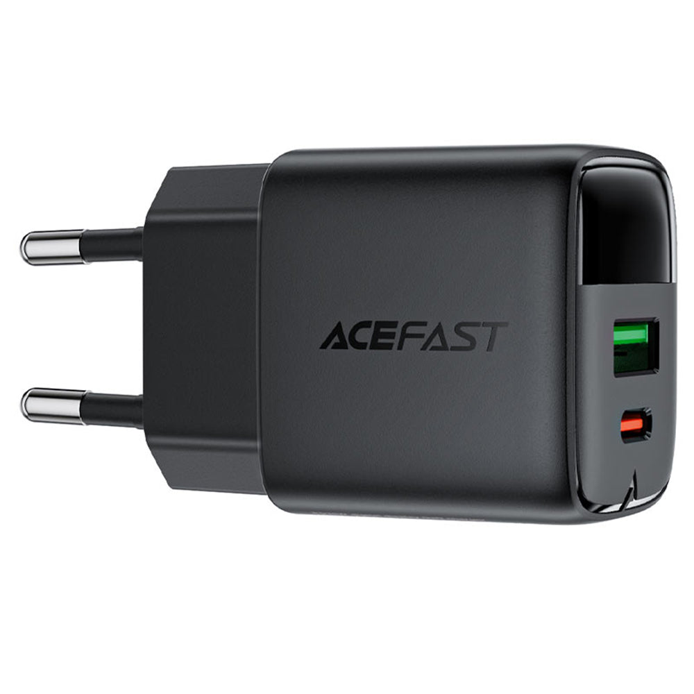 Caricabatterie Retea Acefast A116 Display, 35W, 3A, 1 x USB-A - 1 x USB-C, Nero
