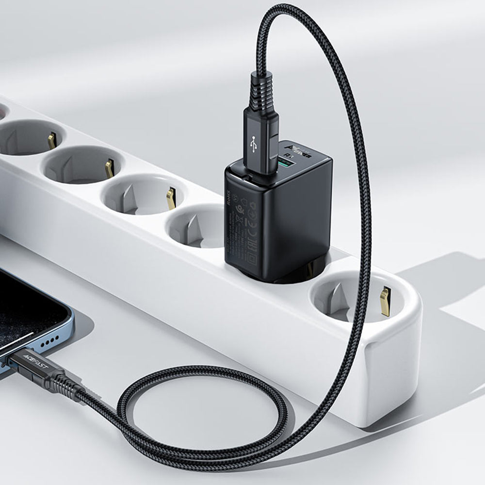 Caricabatterie Rete Acefast A33, 18W, 3A, 2 x USB-A, Nero