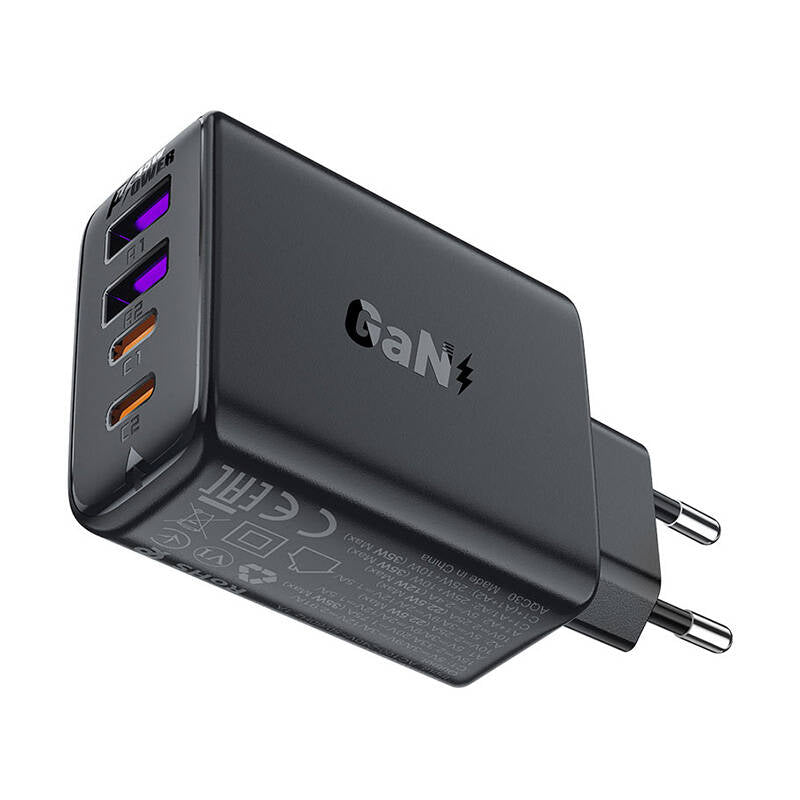 Caricatore da rete Acefast A61, 45W, 3A, 2 x USB-A - 2 x USB-C, Nero
