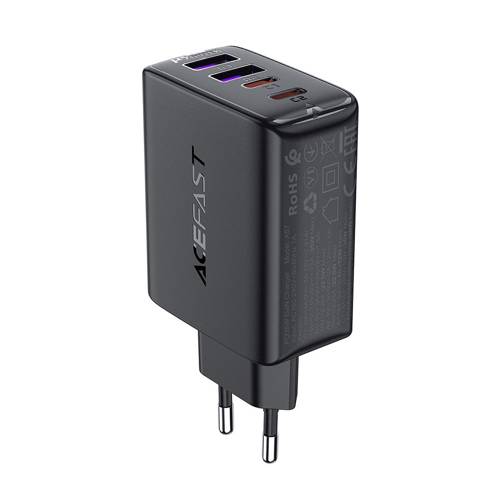 Caricatore da rete Acefast A61, 45W, 3A, 2 x USB-A - 2 x USB-C, Nero