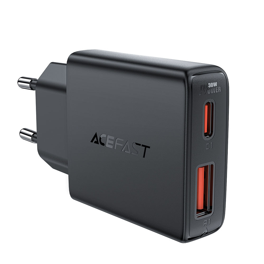 Caricabatterie Retea Acefast A69, 30W, 3A, 1 x USB-A - 1 x USB-C, Nero
