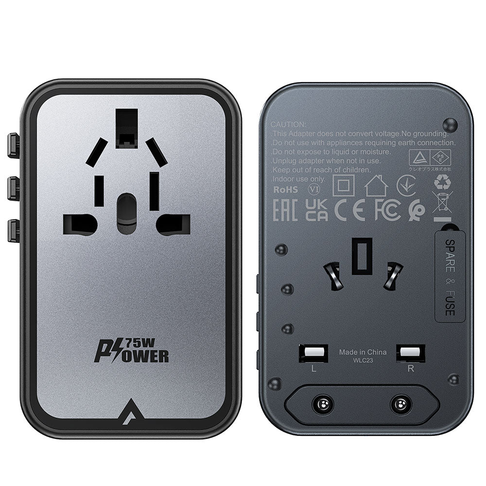 Caricabatterie da Rete Acefast Travel Z1, 75W, 3.35A, 2 x USB-A - 3 x USB-C, Nero