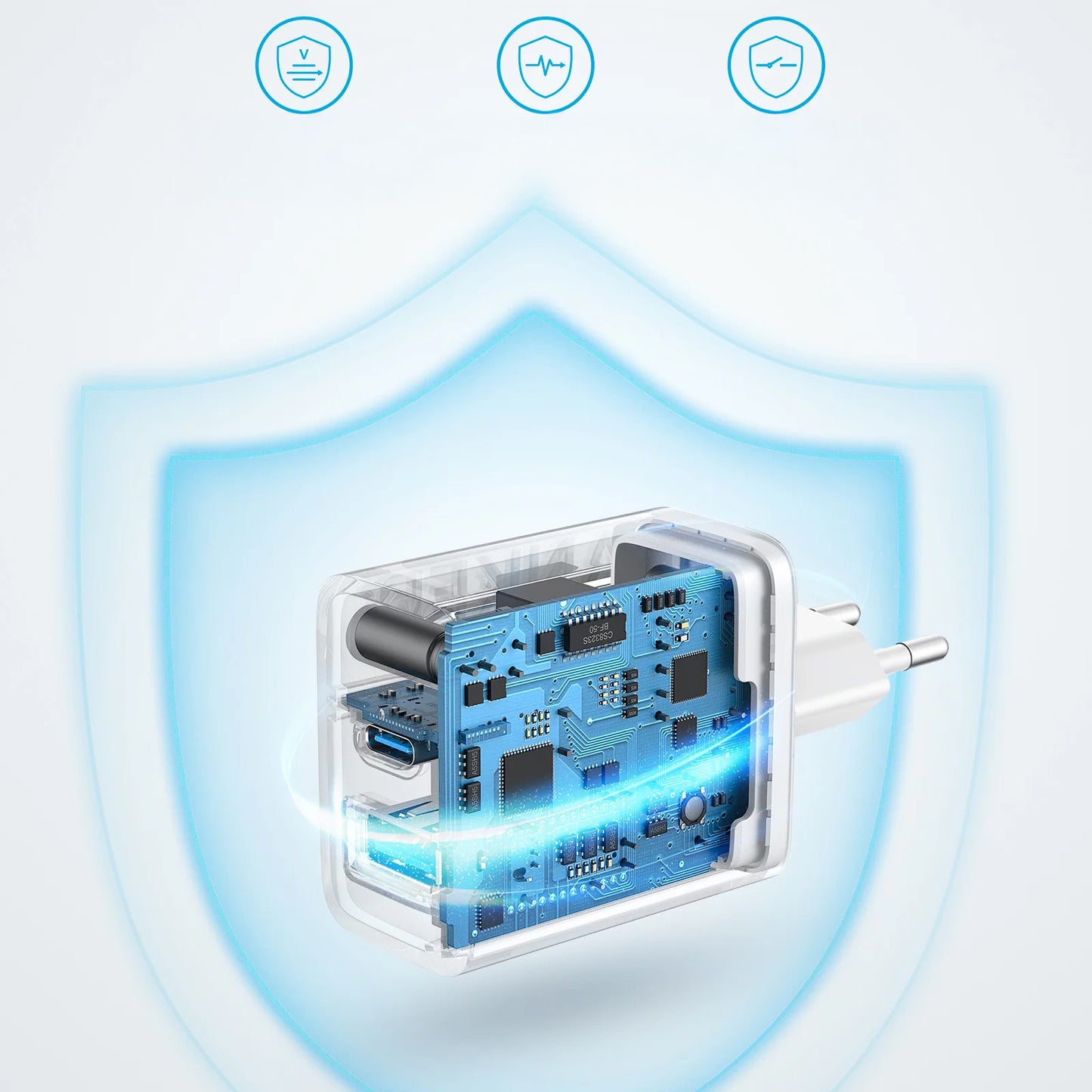 Anker 312 Caricabatterie di rete, 20W, 3A, 1 x USB-A - 1 x USB-C, Bianco A2348G21