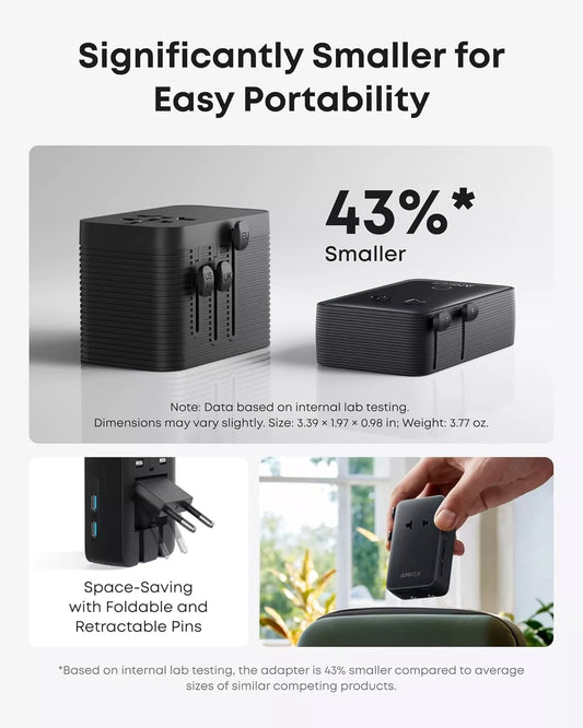 Anker Nano Travel Network Charger, 20W, 3A, 2 x USB-A - 2 x USB-C, Black A9215H11