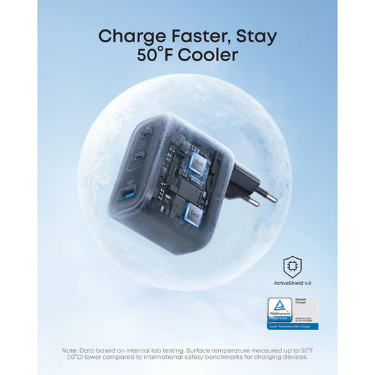 Caricabatterie Rete Anker Nano, 70W, 3.5A, 1 x USB-A - 2 x USB-C, Nero A121AL11