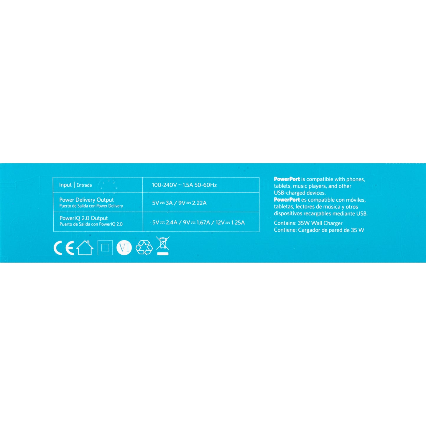 Network Charger Anker PowerPort PD+ 2, 35W, 3A, 1 x USB-A - 1 x USB-C, White A263636G21