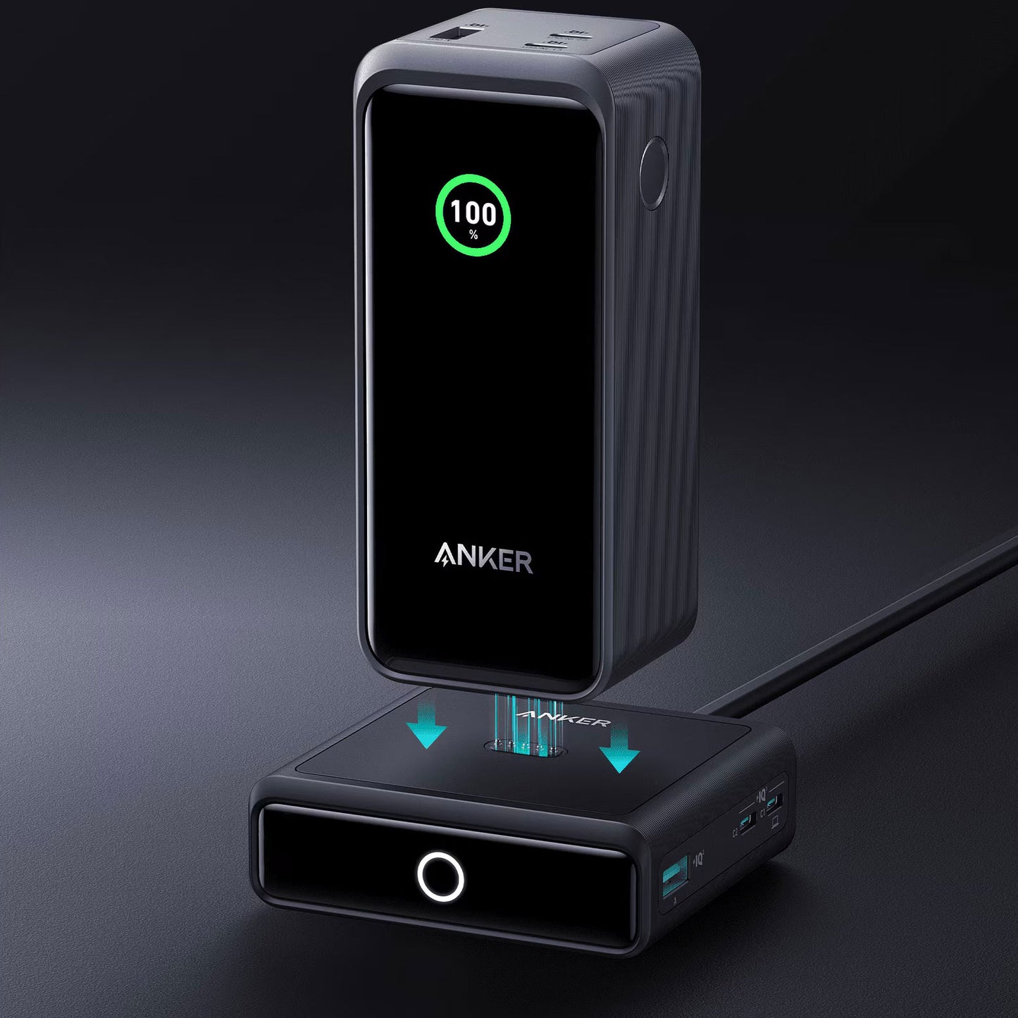 Anker Charging Station for Prime External Battery, 100W, 5A, 1 x Pogo Pin - 1 x USB-C - 2 x USB-A, Black A1902311