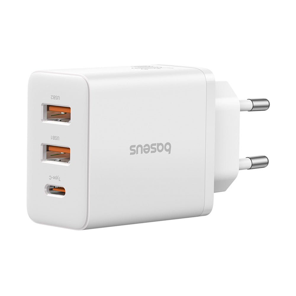 Caricabatterie Retea Baseus Cube, 30W, 3A, 2 x USB-A - 1 x USB-C, Bianco P10111402213-00
