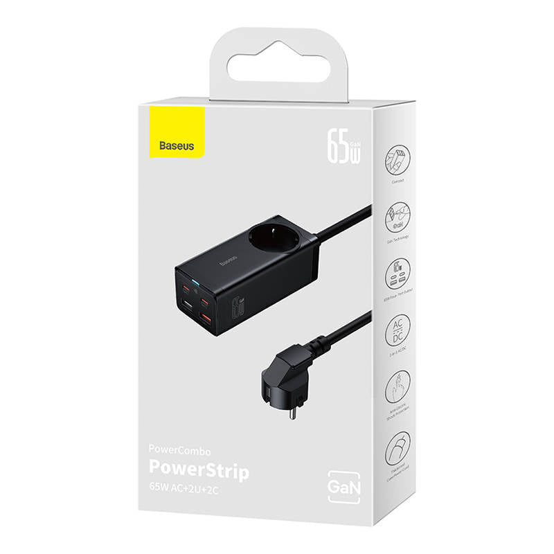 Prolunga Baseus GaN3 Pro, 1 x Schuko, Nero PSZM000901
