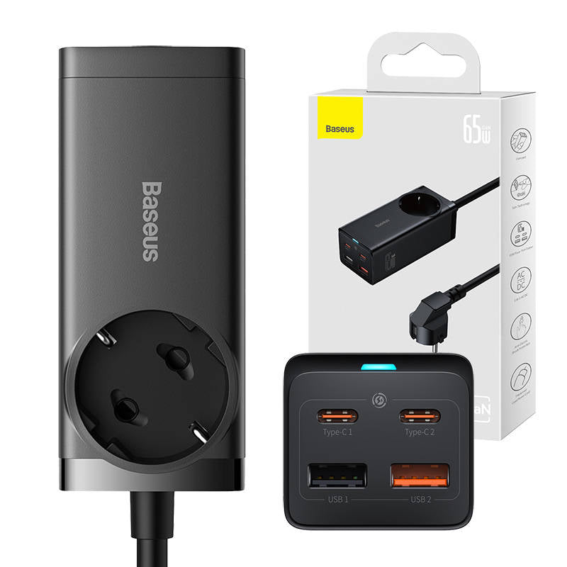 Prolunga Baseus GaN3 Pro, 1 x Schuko, Nero PSZM000901