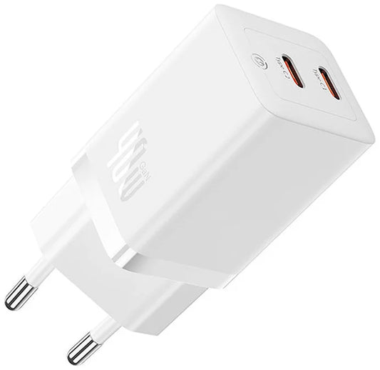 Caricabatterie Retea Baseus GaN5 Pro, 40W, 3A, 2 x USB-C, Bianco CCGP180102
