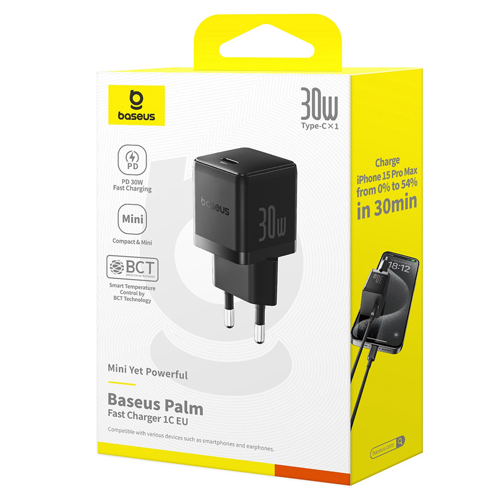 Caricabatterie Rete Baseus Palm, 30W, 3A, 1 x USB-C, Nero P10111605113-00