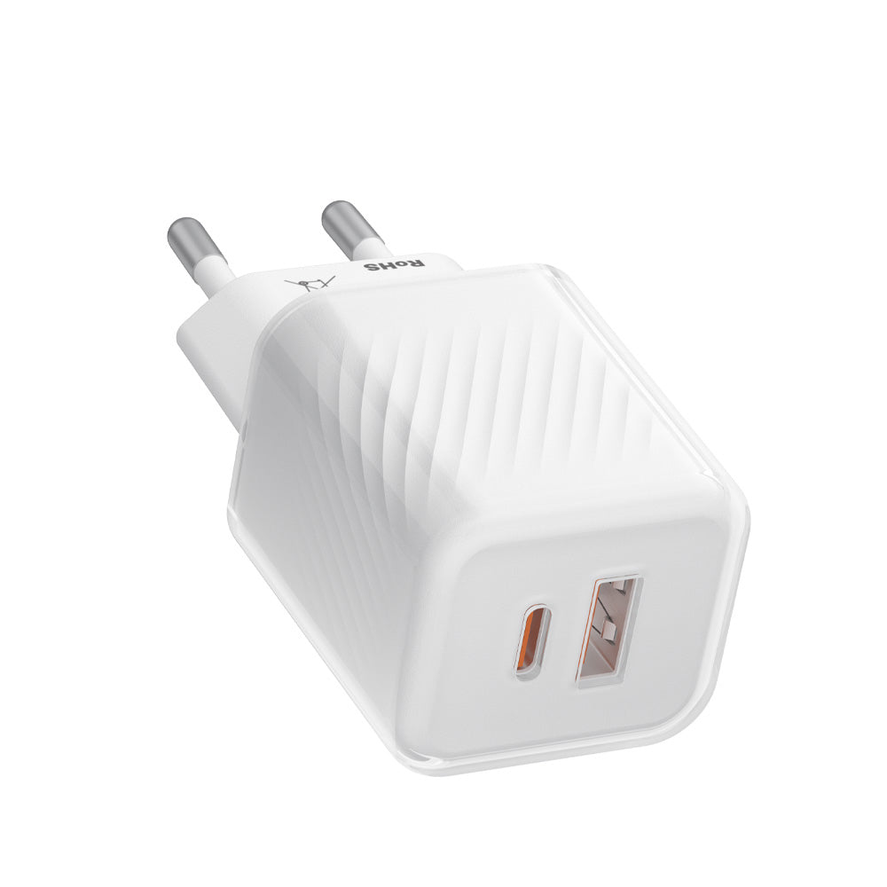 Caricabatterie Retea Blueo, 35W, 3A, 1 x USB-A - 1 x USB-C, Bianco