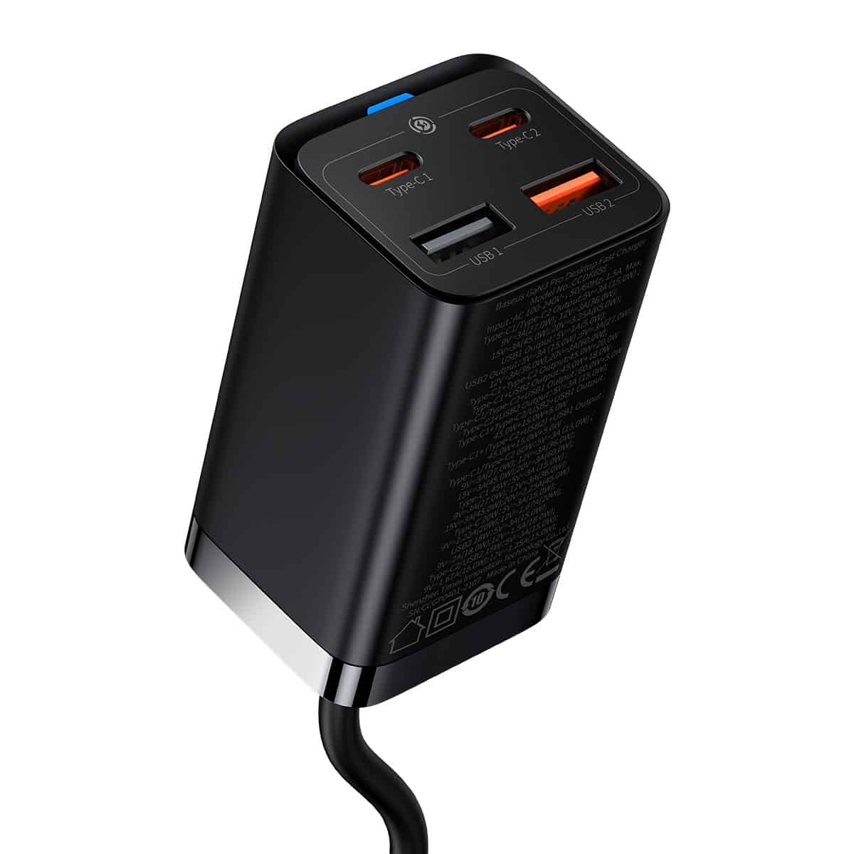 Caricabatterie Stazione Baseus GaN3 Pro, 65W, 3A, 2 x USB-A - 2 x USB-C, Nero CCGP040101