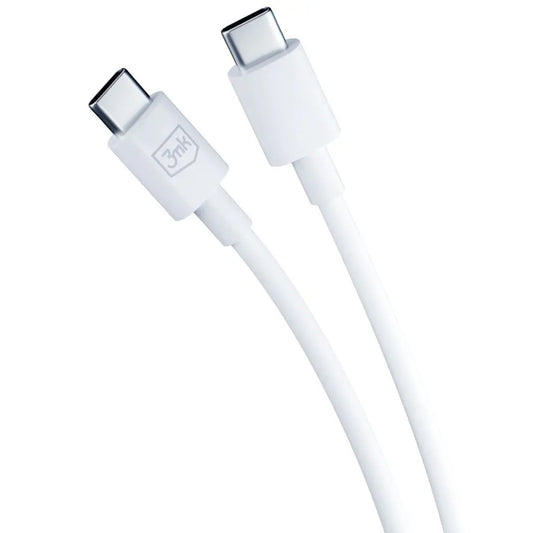 Caricabatterie di rete 3MK HyperCharger con cavo USB-C, 45W, 3A, 2 x USB-C, bianco
