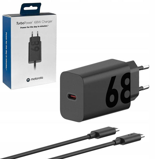 Caricatore di rete con cavo USB-C Motorola, 68W, 6,2A, 1 x USB-C, nero PG38C06281