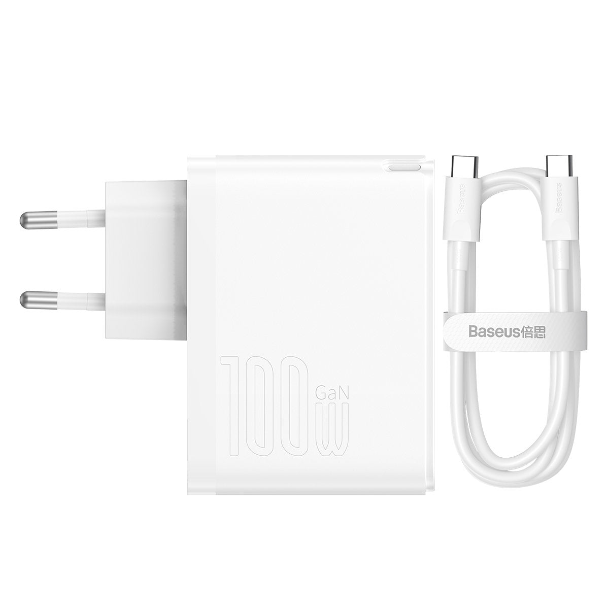 Caricabatterie da Rete con Cavo USB-C Baseus GaN5 Pro, 100W, 3A, 1 x USB-A - 1 x USB-C, Bianco CCGP090202