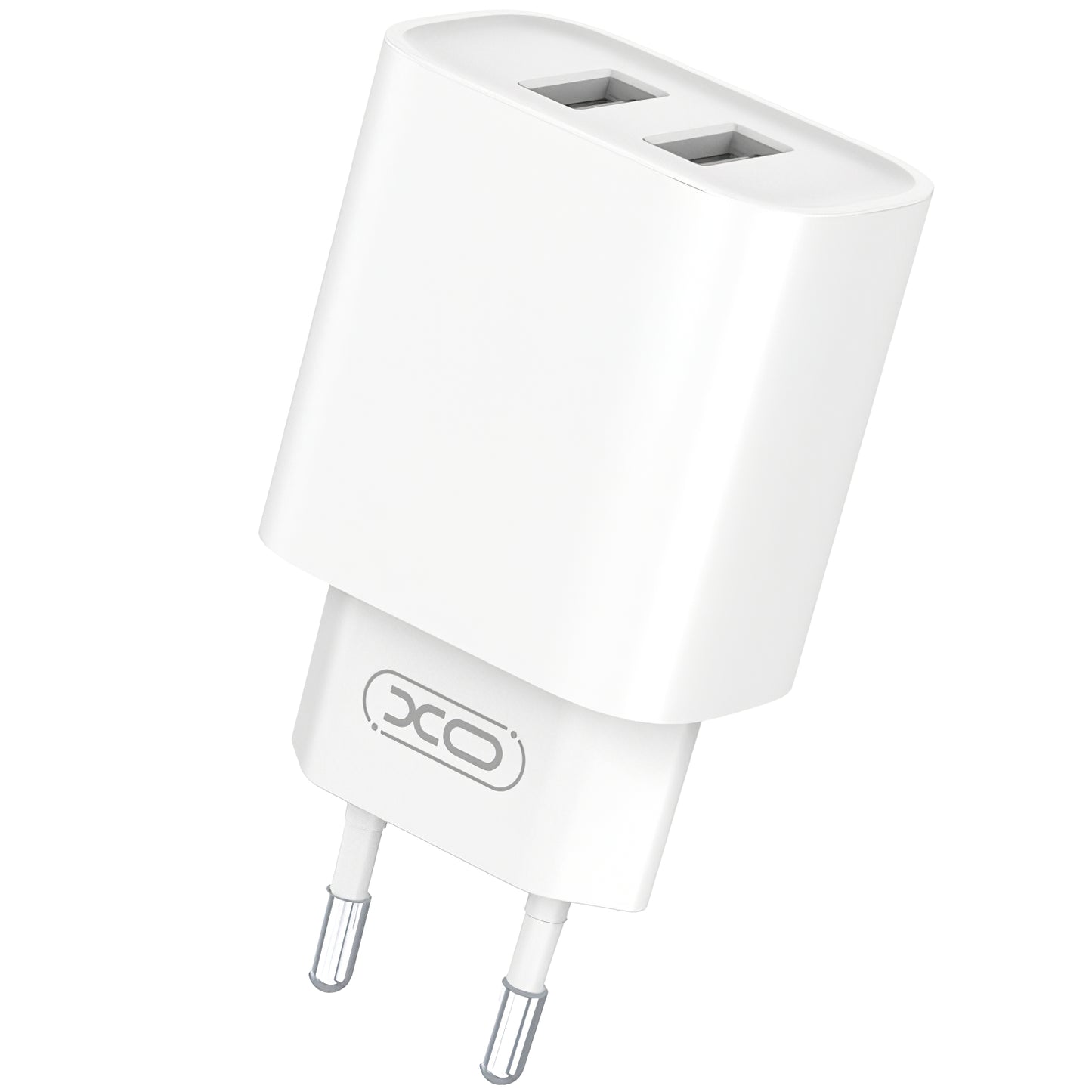 Caricatore di rete con cavo Lightning XO Design CE02C, 10,5 W, 2,1 A, 2 x USB-A, bianco