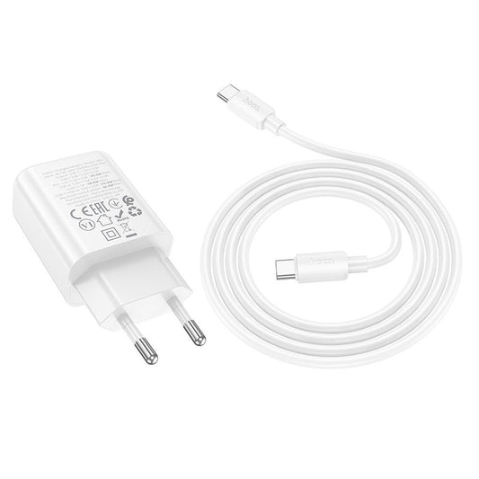 Caricabatterie da Rete con Cavo USB-C HOCO N63, 30W, 3A, 1 x USB-A - 1 x USB-C, Bianco
