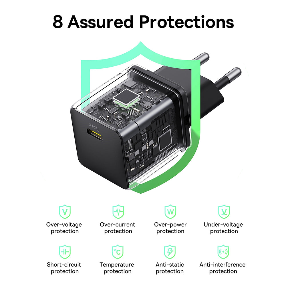 Caricabatterie da rete con cavo USB-C Baseus Palm, 30W, 3A, 1 x USB-C, Nero P10111605113-01