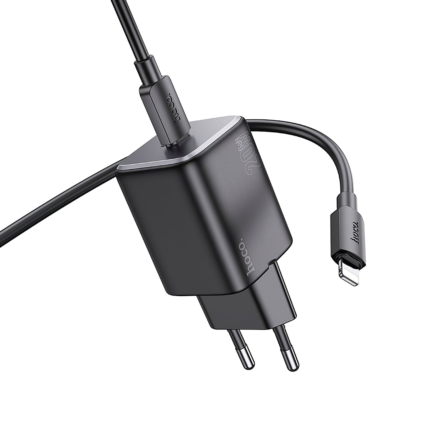 Caricatore di rete con cavo Lightning HOCO N40, 20W, 3A, 1 x USB-C, nero