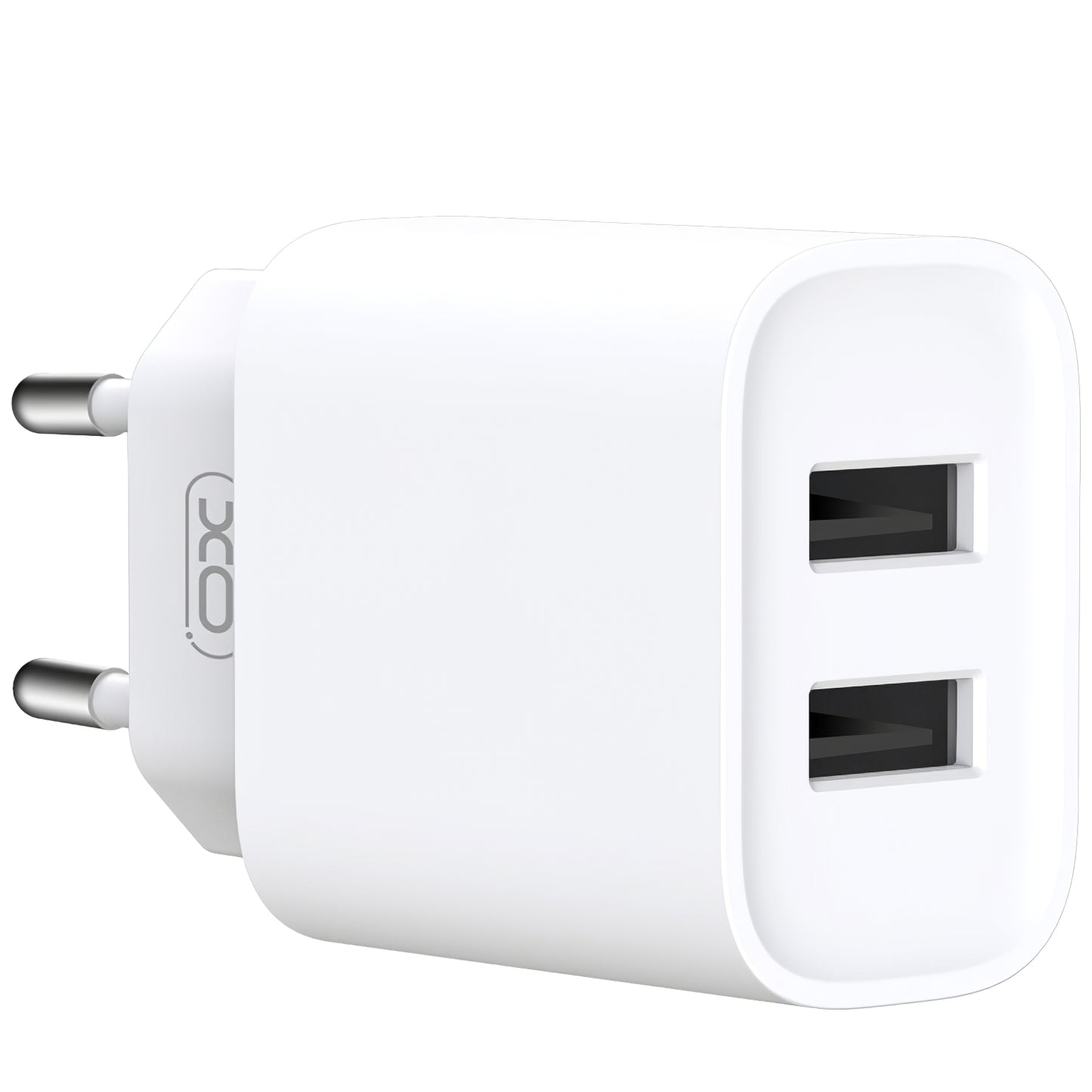 Caricatore di rete con cavo Lightning XO Design CE02C, 10,5 W, 2,1 A, 2 x USB-A, bianco