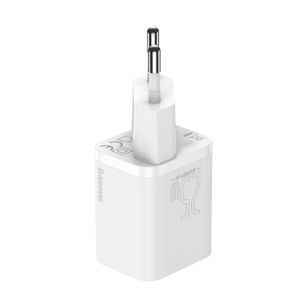 Caricatore di rete con cavo USB-C Baseus Super Si, 25W, 3A, 1 x USB-C, Bianco TZCCSUP-L02