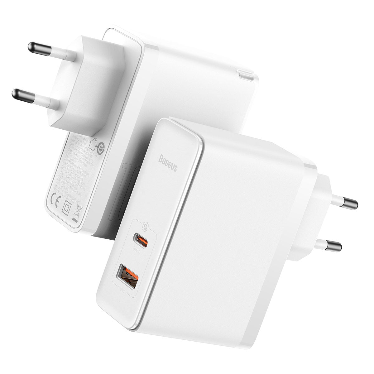 Caricabatterie da Rete con Cavo USB-C Baseus GaN5 Pro, 100W, 3A, 1 x USB-A - 1 x USB-C, Bianco CCGP090202