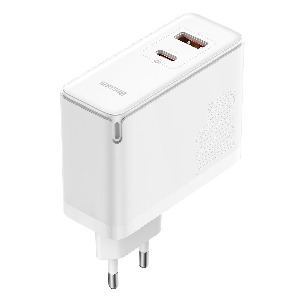 Caricabatterie da Rete con Cavo USB-C Baseus GaN5 Pro, 100W, 3A, 1 x USB-A - 1 x USB-C, Bianco CCGP090202