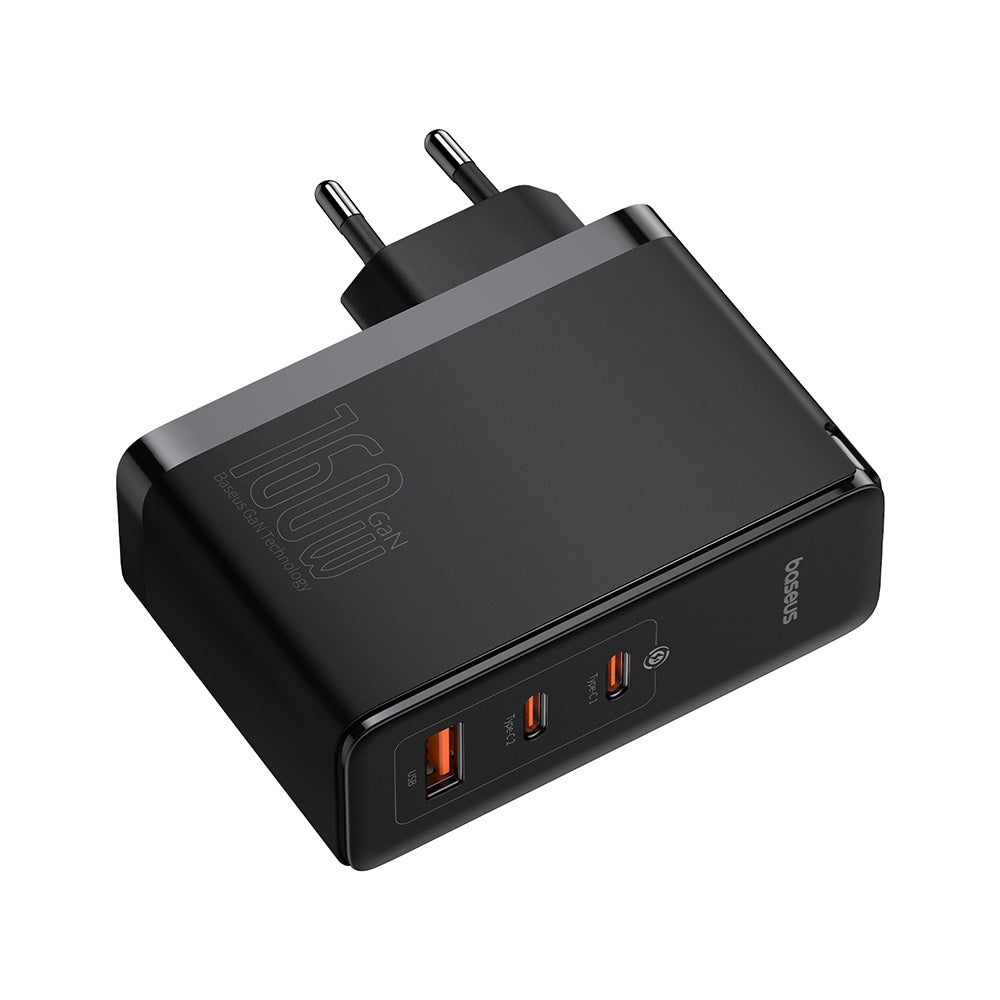 Baseus GaN5 Pro Network Charger with USB-C Cable, 160W, 5A, 1 x USB-A - 2 x USB-C, Black P10110825113-00
