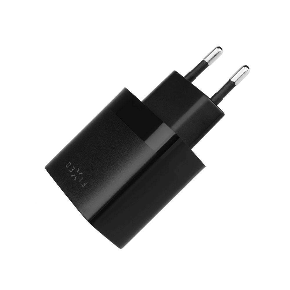 Caricabatterie da rete con cavo USB-C Fixed, 17W, 3A, 2 x USB-A, Nero