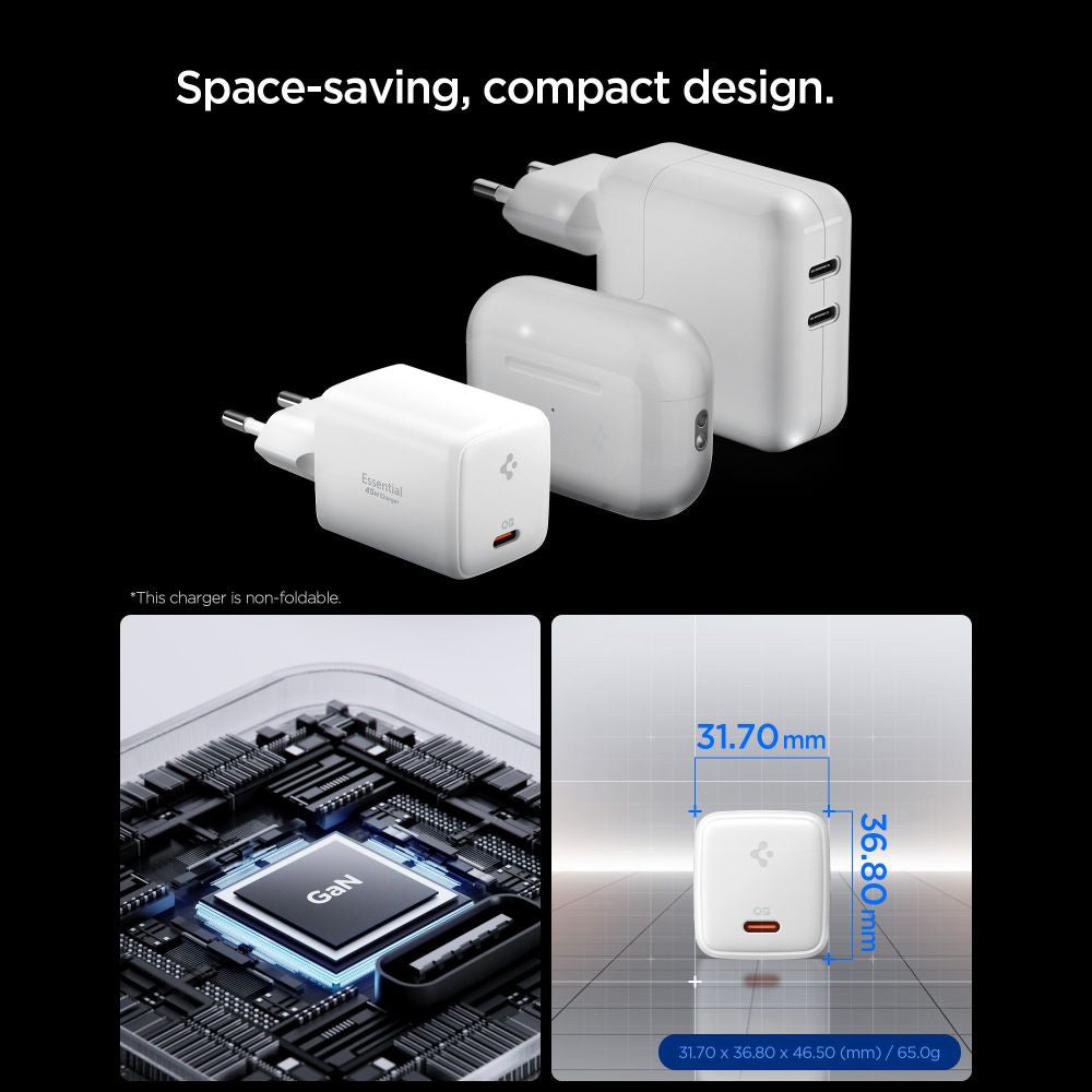 Caricabatterie Retea Con Cavo USB-C Spigen EE451EU Essential, 45W, 3A, 1 x USB-C, Bianco ACH09473