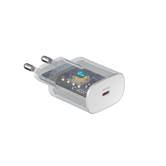 Caricabatterie Rete Con Cavo USB-C DEVIA RLC-383, 25W, 3A, 1 x USB-C, Bianco