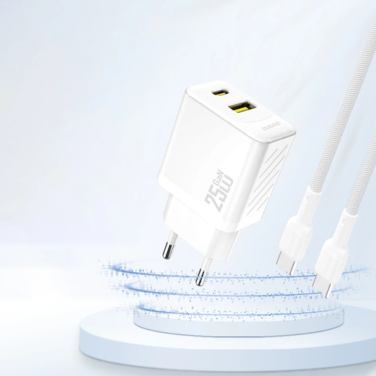 Caricabatterie Rete Dudao A26T, 25W, 3A, 1 x USB-A - 1 x USB-C, Bianco
