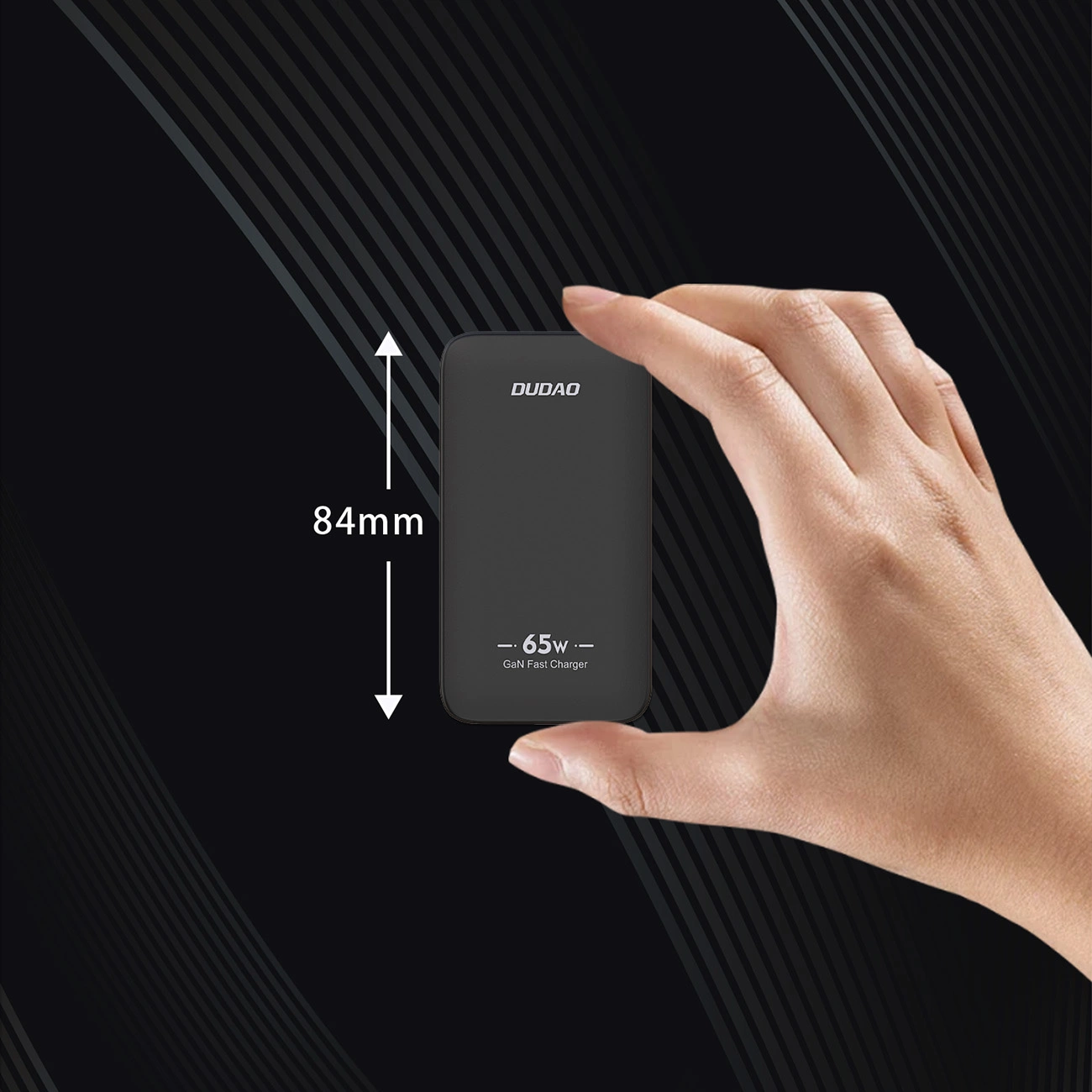 Caricabatterie da Rete Dudao A65Q Travel, 65W, 3.25A, 1 x USB-A - 1 x USB-C, Nero