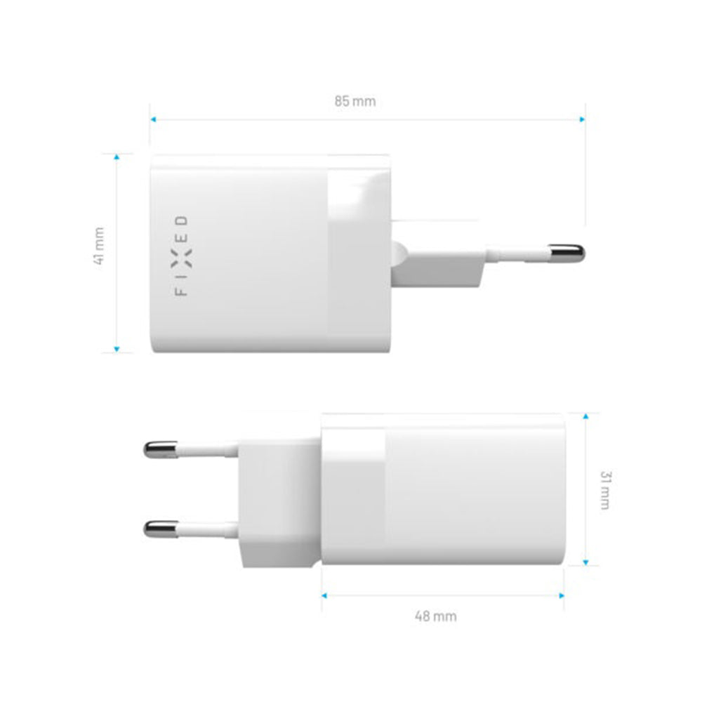 Caricabatterie Retea Fixed Mini, 45W, 3A, 1 x USB-A - 1 x USB-C, Bianco