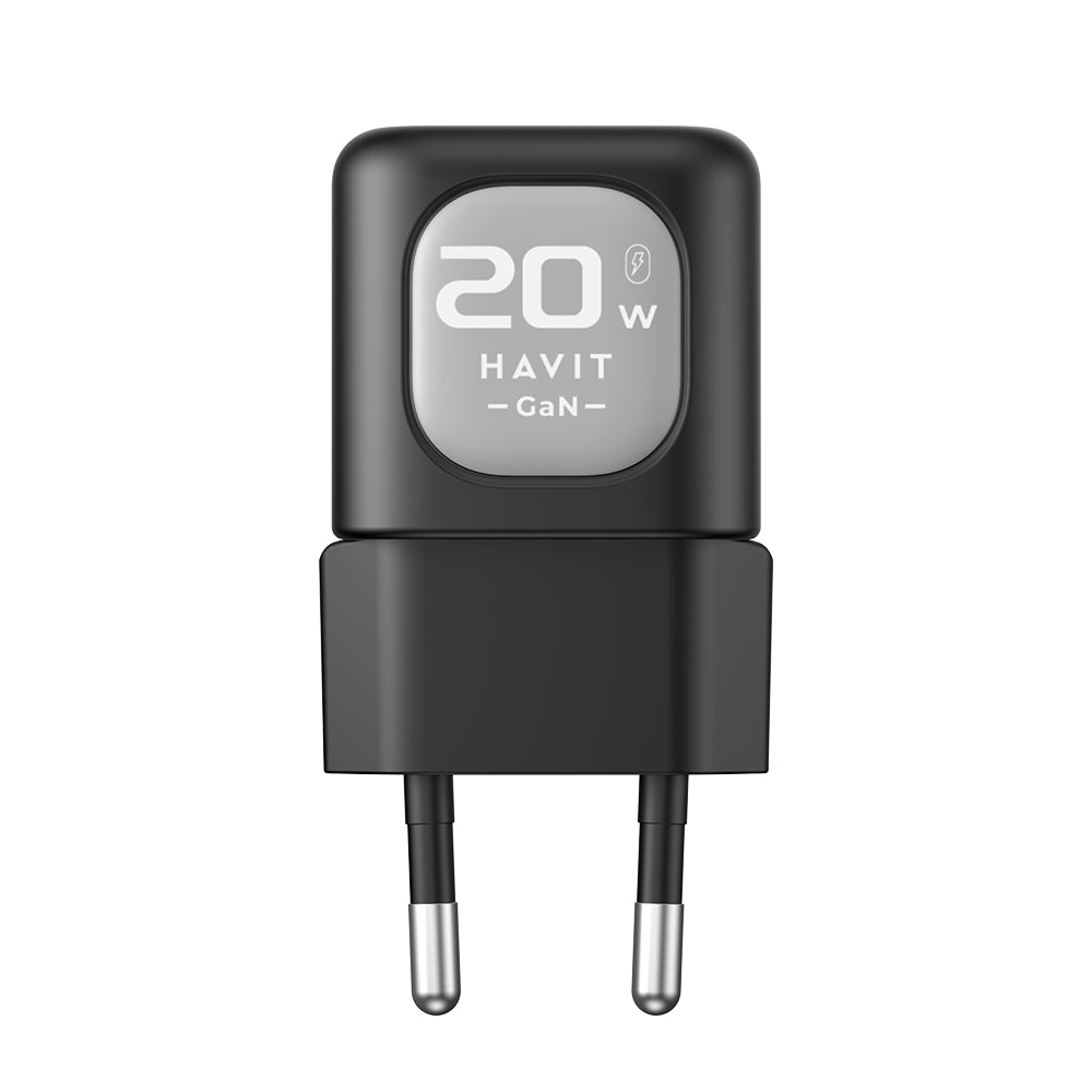 Caricabatterie Rete HAVIT UC220, 20W, 3A, 1 x USB-A - 1 x USB-C, Nero Grigio