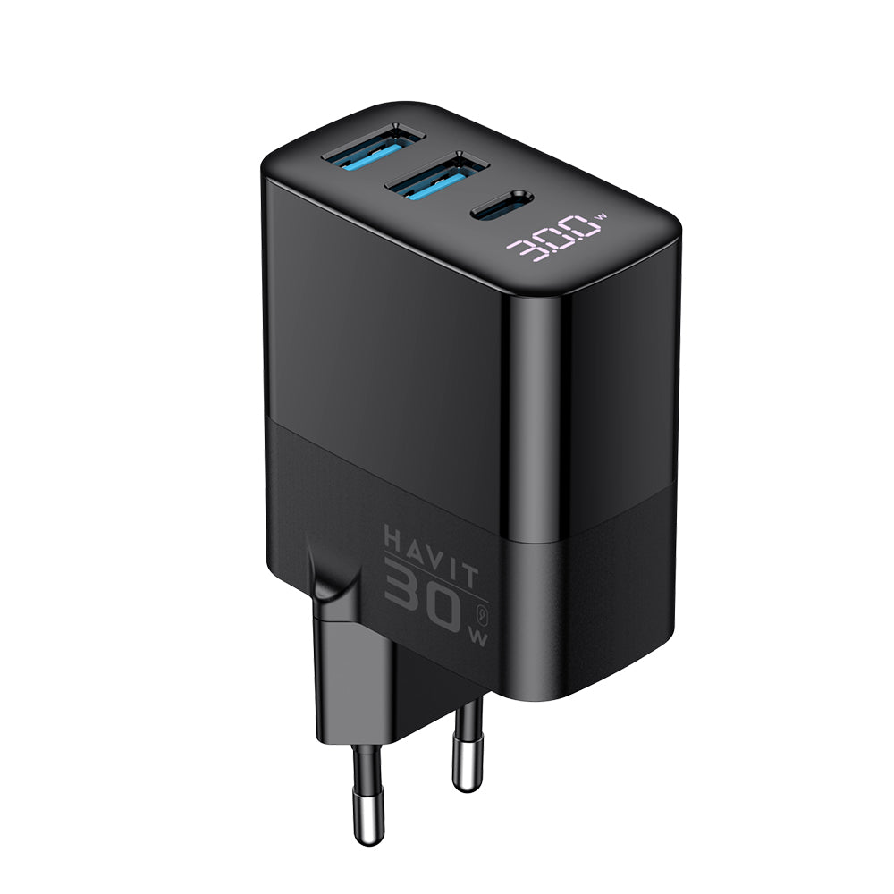 Caricabatterie Retea HAVIT UCLE001, 30W, 3A, 2 x USB-A - 1 x USB-C, Nero