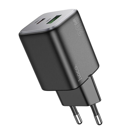 Caricabatterie Rete HOCO N41, 20W, 3A, 1 x USB-A - 1 x USB-C, Nero