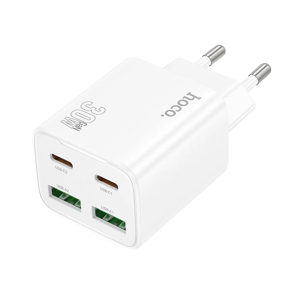 HOCO N56 Network Charger, 30W, 3A, 2 x USB-A - 2 x USB-C, White