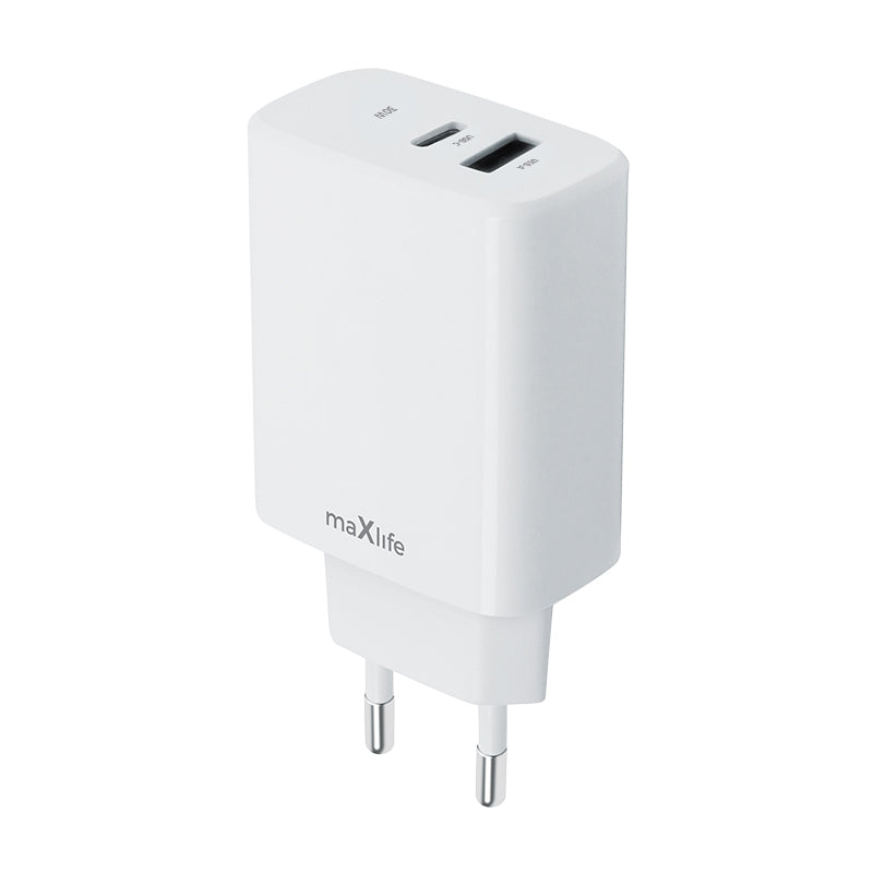 Caricabatterie di rete MaXlife MXTC-10-30AC, 30W, 3A, 1 x USB-A - 1 x USB-C, bianco