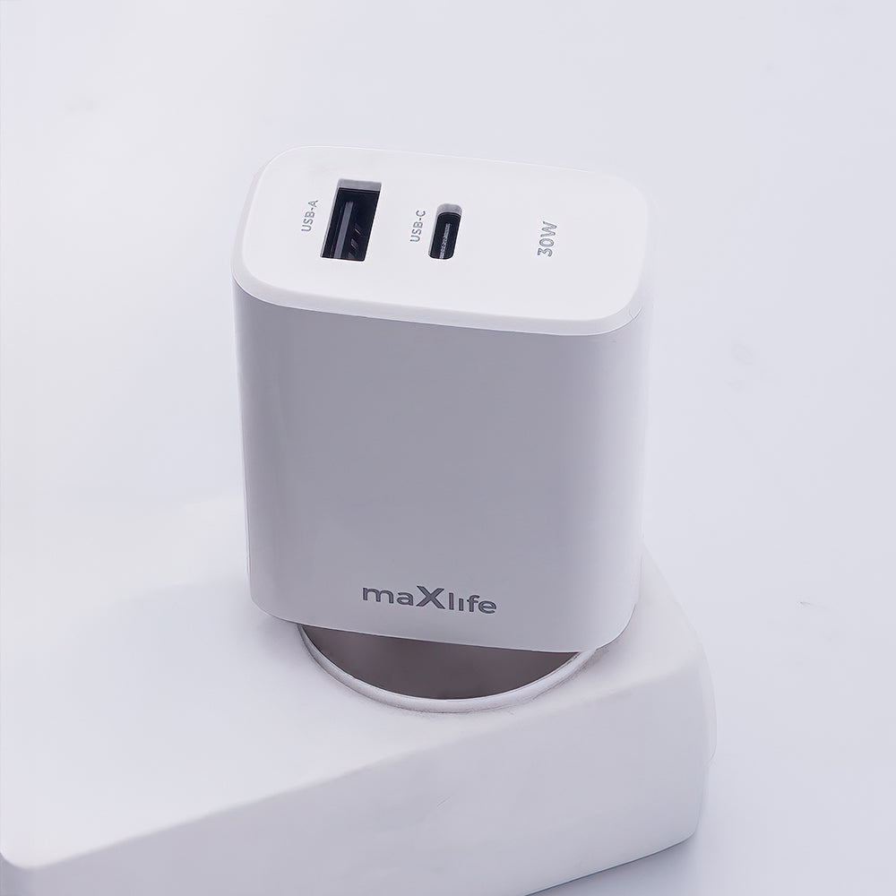 Caricabatterie di rete MaXlife MXTC-10-30AC, 30W, 3A, 1 x USB-A - 1 x USB-C, bianco