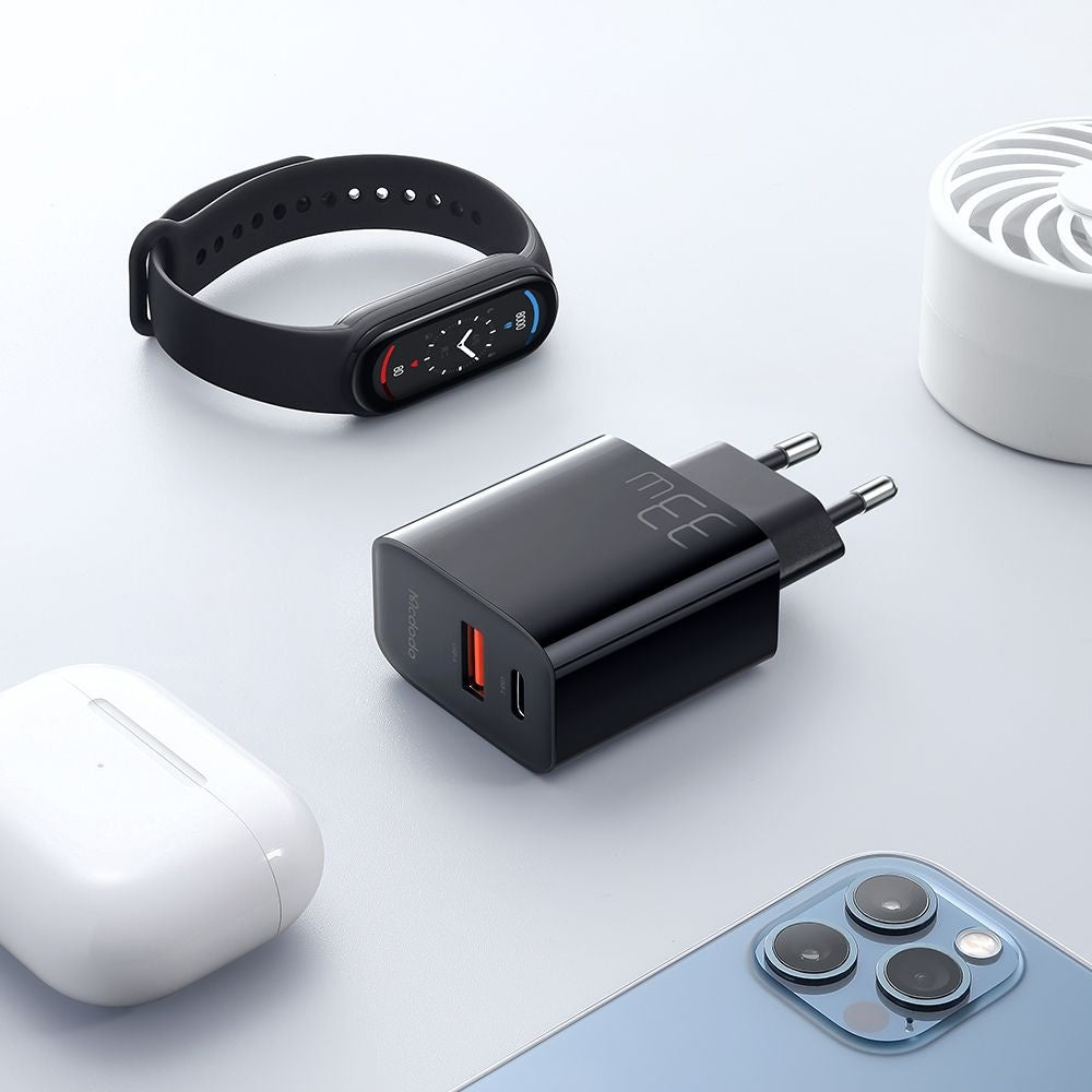 Caricabatterie Retea McDodo CH-0921, 33W, 3A, 1 x USB-A - 1 x USB-C, Nero