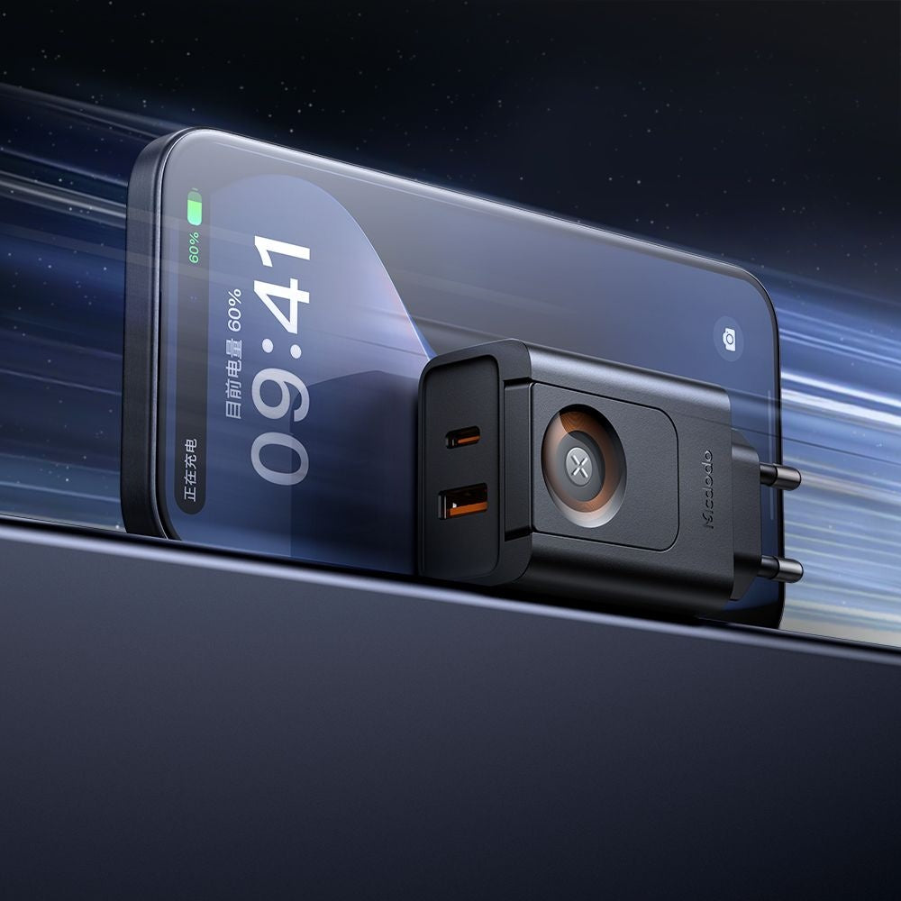 Caricabatterie Rete McDodo CH-3700 Companion, 30W, 3A, 1 x USB-A - 1 x USB-C, Nero