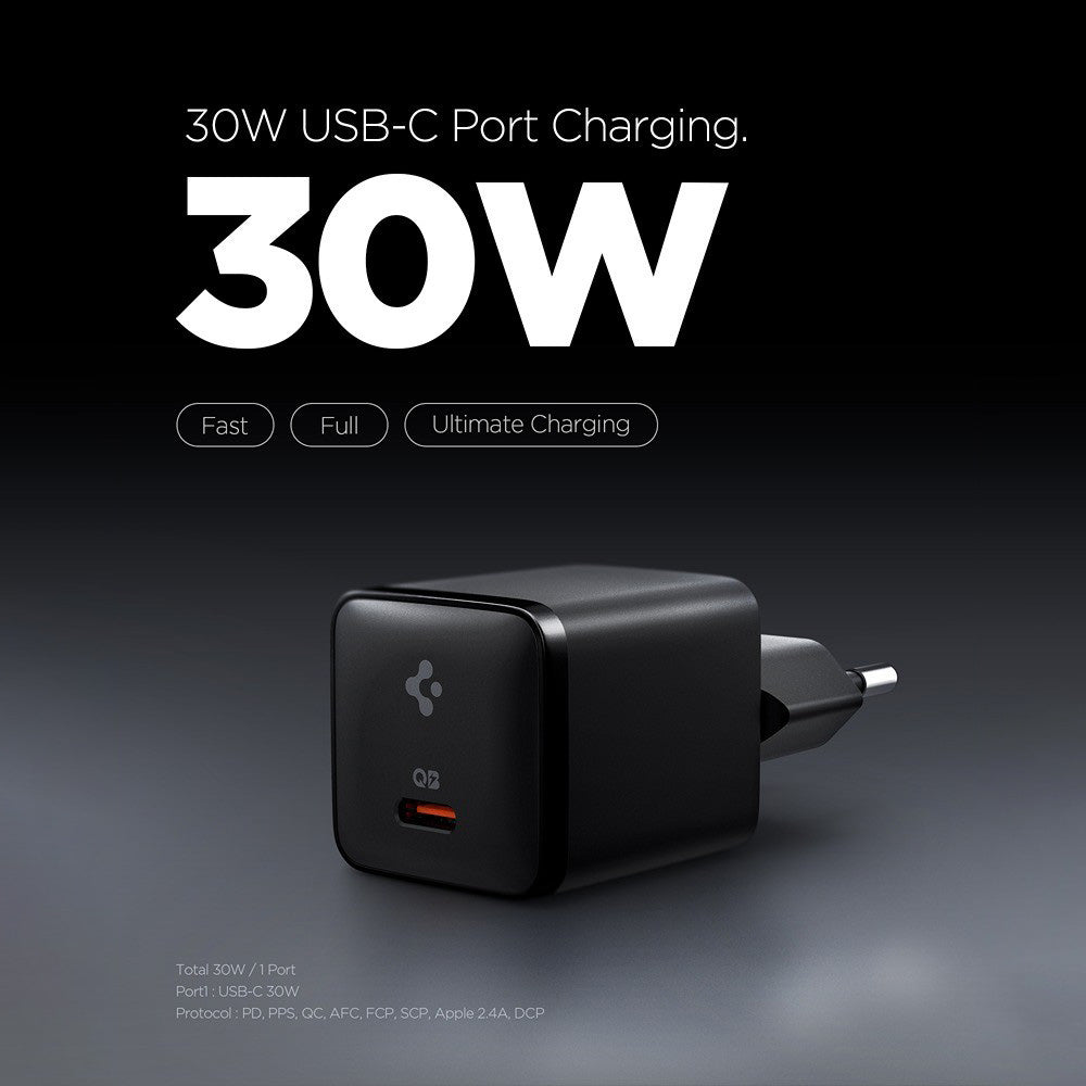 Caricatore da rete Spigen EE301EU Essential, 30W, 3A, 1 x USB-C, Nero ACH09493