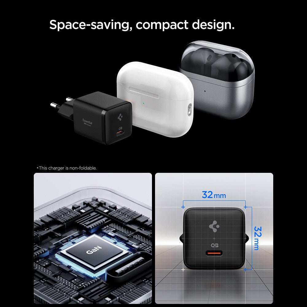 Caricatore da rete Spigen EE301EU Essential, 30W, 3A, 1 x USB-C, Nero ACH09493