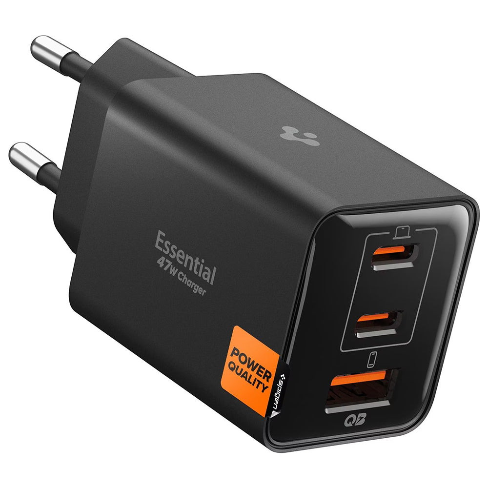 Caricabatterie Retea Spigen EE473EU Essential, 47W, 3A, 1 x USB-A - 2 x USB-C, Nero ACH09465