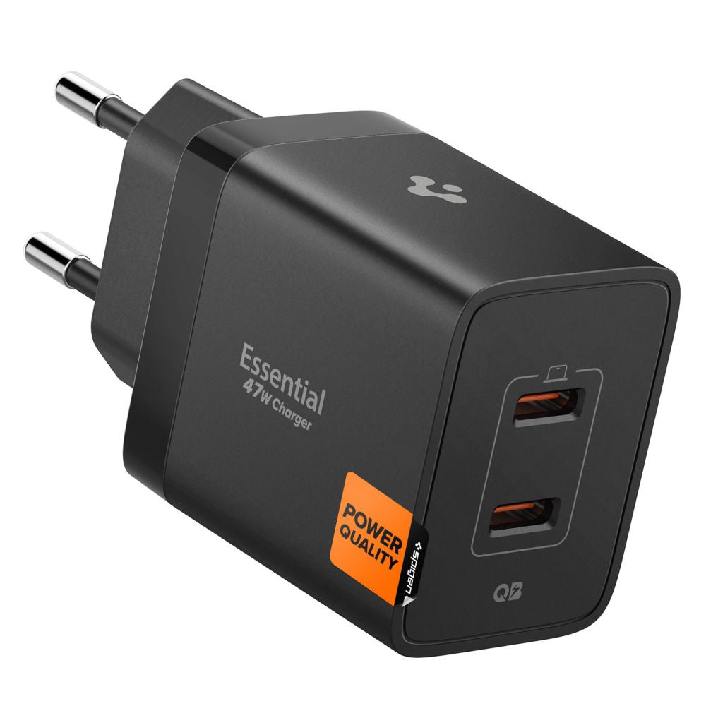 Caricabatterie Retea Spigen Essential, 47W, 3A, 2 x USB-C, Nero ACH09457